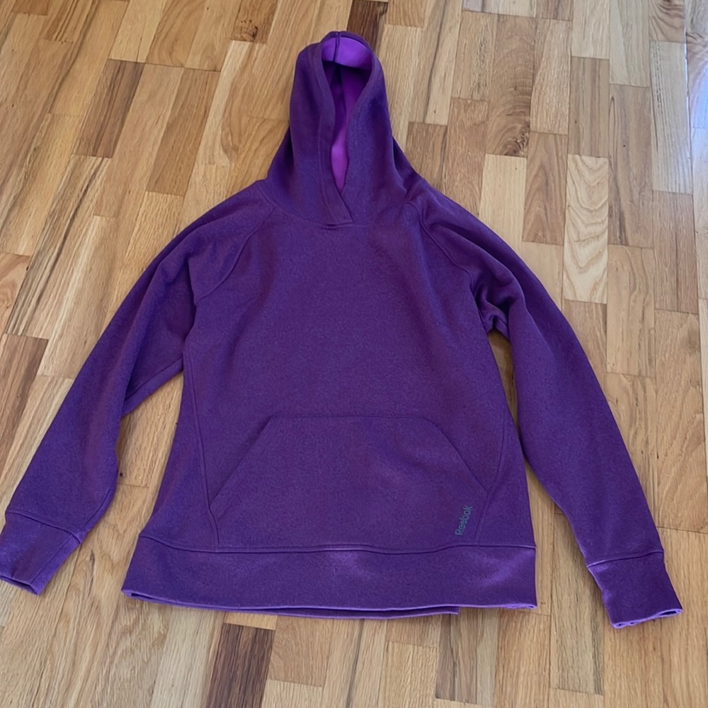 Women’s Reebok hooded sweatshirt, large, purple, front pocket